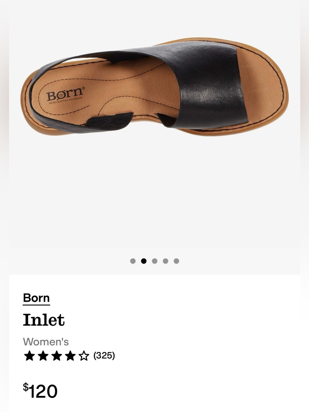 BORN SZ 9 Black Leather Inlet Sandals Lk New Orig $120